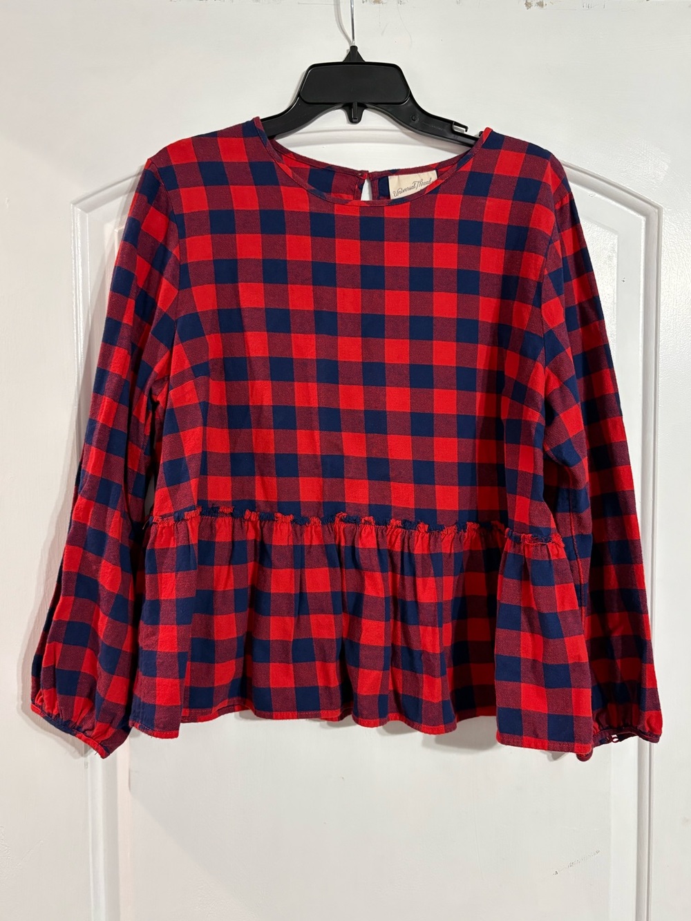 Plaid peplum blouse